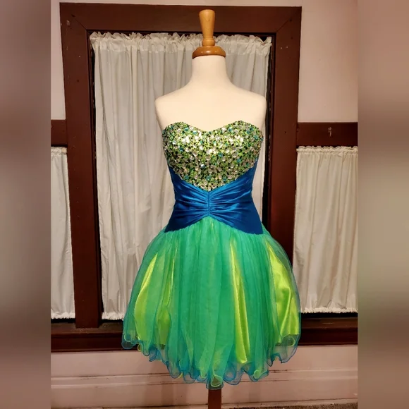 Partytime | Dresses | Hot Green Blue Shortie | Poshmark
